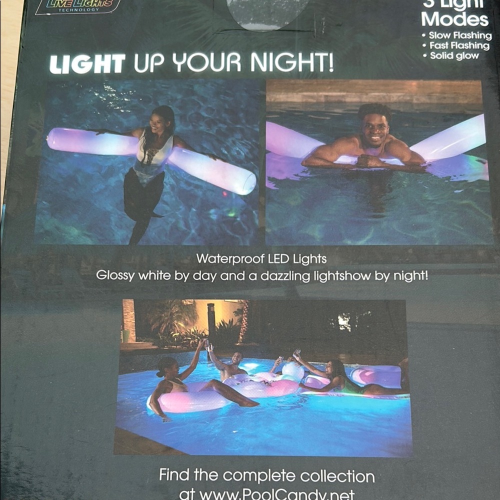 PoolCandy Illuminated LED Super Noodle 72 Inch Color Changing Inflatable Float - Picture 4 of 4